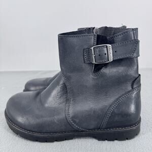 Birkenstock Bennington Gray Leather Ankle Boots Side Zip Buckle Womens 37